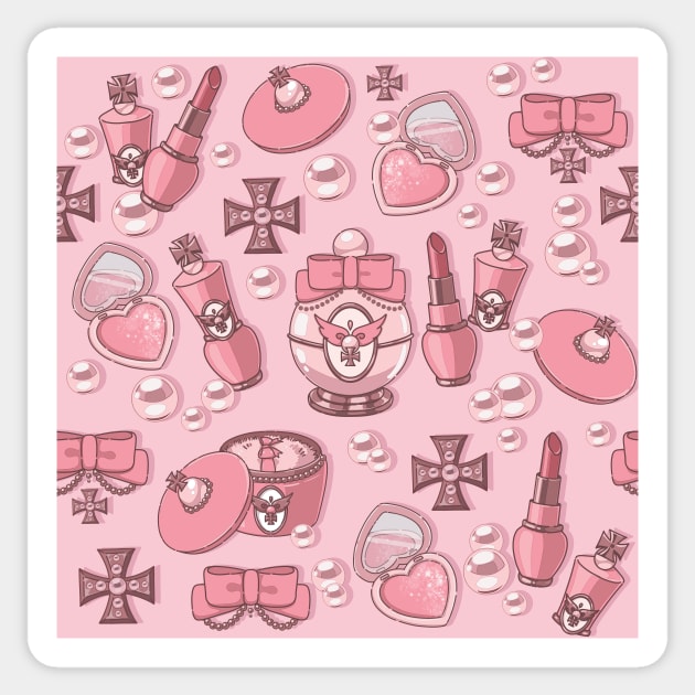 Cute pink vintage style cosmetics Sticker by AnGo